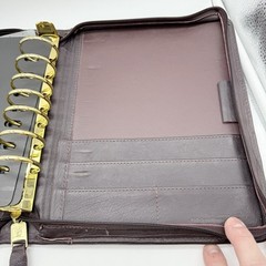 Franklin Covey BrownLeather Planner Cover Zip Around 7 Ring USA Seasons 8”x10”