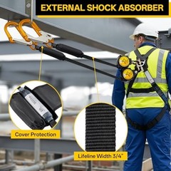 TRSMIMA 6FT Twin Leg Self Retracting Lanyard for Roofing and Construction