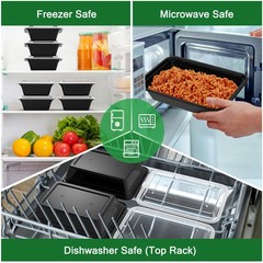 Dealusy 50 Pack (100-Piece) 38 oz Meal Prep Containers Reusable 38 oz, Black