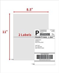 Labels 8.5×5.5(1-4 Reel)Premium Shipping Labels 8.5×5.5 Half-Sheet Self Adhesive
