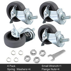 3 Inch Caster Wheels Threaded Stem Casters Set of 4 Heavy Duty Swivel Wheel