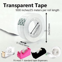 Clear Transparent Tape Rolls 3/4″ x 1000″ Dispenser Refill 12 Tape Rolls Scotch