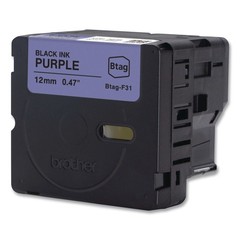 Brother P-Touch BTAGF31 0.47 in. x 13.1 ft. BTAG Label Tapes – BK on Purple New