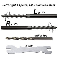 100 Kuahome 3/16″ Black Swage Lag Screws Left & Right Cable Railing Hardware Kit