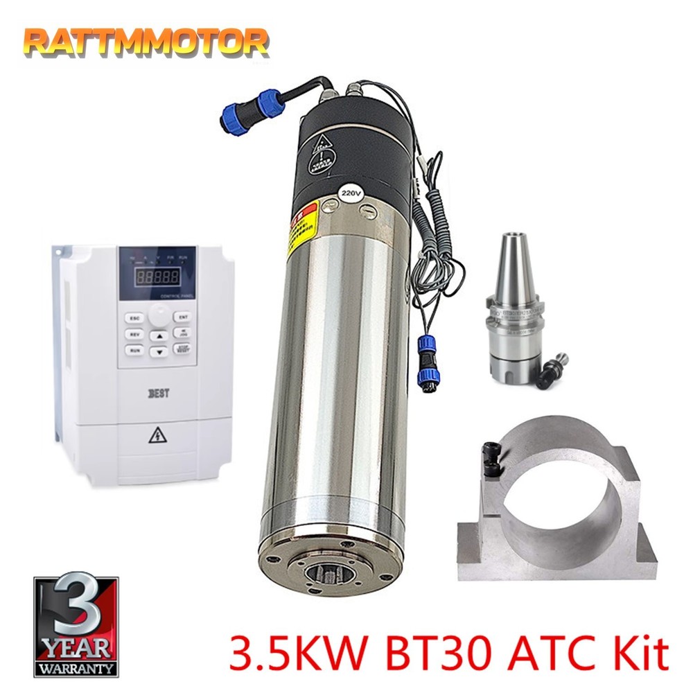 3.5KW BT30 ATC Water Spindle Motor Automatic Tool Change 6000rpm/24000rpm+VFD