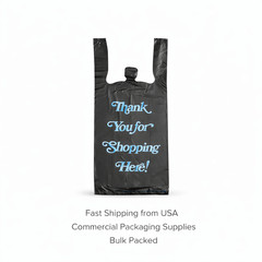 Black Thank You Liquor Bottle Bags 8x20x4 Heavy Duty 0.98 Mil (50-1000)