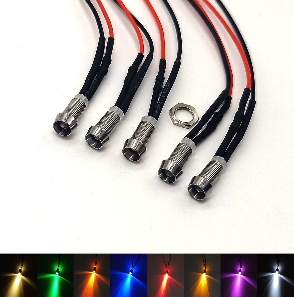 3mm Ultra Bright Pre-Wired LEDs 5mm Panel Mount Indicator 3V 6V 9V 12V 24V~220V