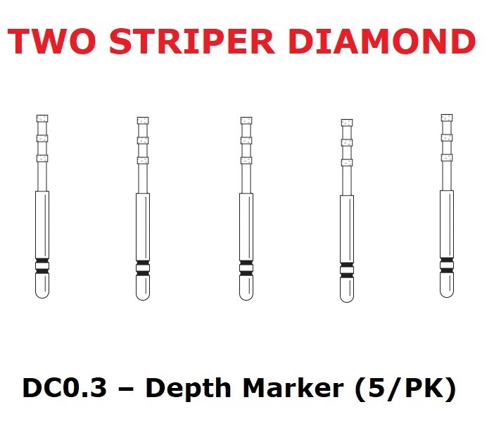 Premier Dental TWO STRIPER Diamond DC0.3M – Depth Marker COARSE Burs 5/pk USA