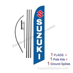 Custom Suzuki 15′ Feather Banner Swooper Flag Kit with pole+spike