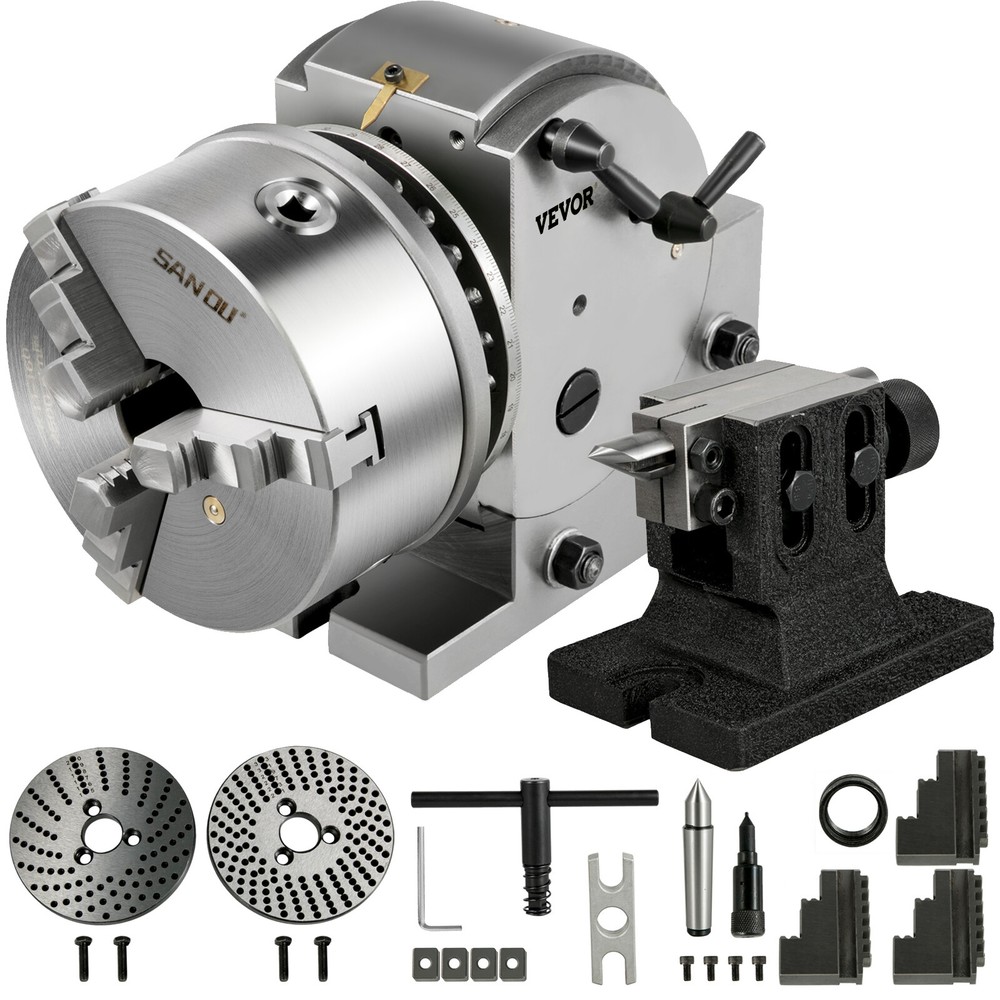 Indexing Dividing Head BS-1 6″ 3 Jaw Chuck & Tailstock for CNC Milling Machine