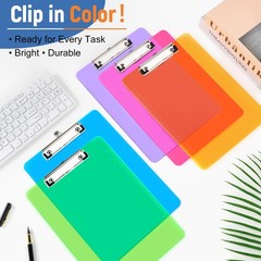 Plastic Clipboards A4 Letter Size 8.5×11 In Transparent Colored Office 20 Pack