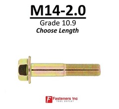 M14-2.0 x (Choose Length) Grade 10.9 Metric Flange Bolts Yellow Zinc Hardened