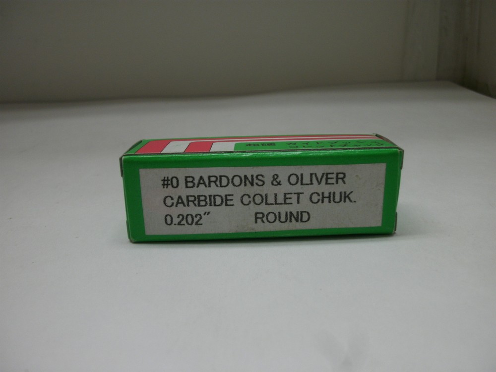 BARDONS & OLIVER # 0 SIZE 0.202″ CARBIDE COLLECT CHUK ROUND NEW IN BOX