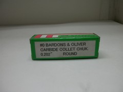 BARDONS & OLIVER # 0 SIZE 0.202″ CARBIDE COLLECT CHUK ROUND NEW IN BOX