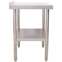 24×15″ Stainless Steel Prep Table w/Backsplash, Undershelf, 4 Casters, 440lb