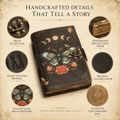 Vintage Leather Grimoire Journal with Clasp Lock | Handmade Spell Book 240 Paper