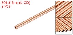2Pcs, 2mm OD x 0.5mm Wall Thickness x 300mm(11.8″) Length Copper Round Tube