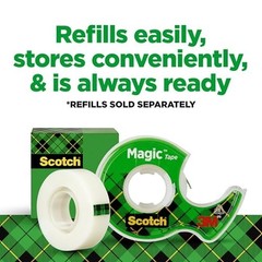 Scotch Invisible Matte Finish Magic Tape with Dispensers 3/4 Inches x 300 Inches