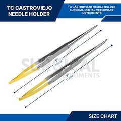 2 T/C Castroviejo Needle Holder 7″ (1 Curved & 1 Straight) Surgical German Grade