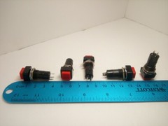 5X Pack PBS-12A On Off 2 Pins Push Button Power Switch 3A 250V Squared Red Lot