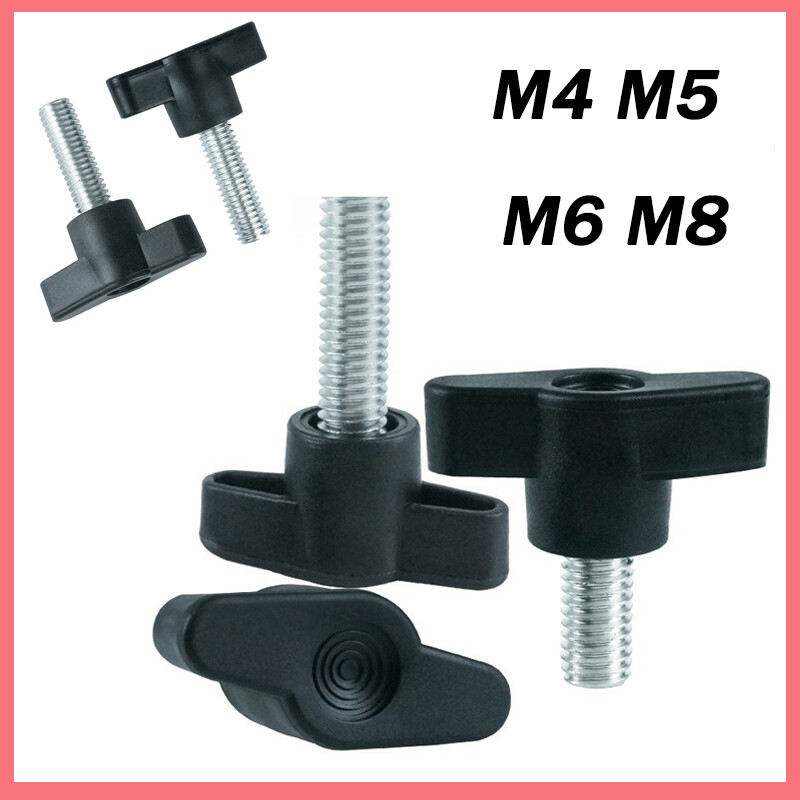M4 M5 M6 M8 Clamping Thumb Screw T Bolts Black Butterfly Plastic Tee Wing Knob