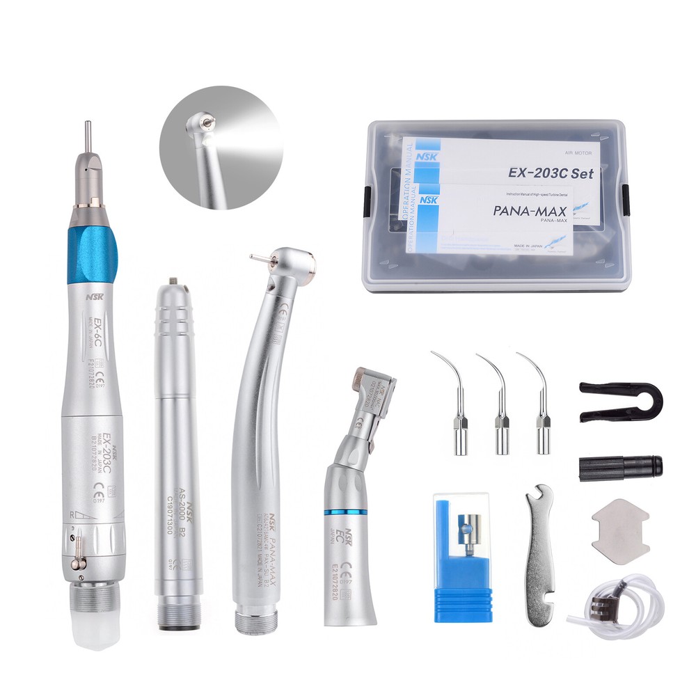 NSK Type Dental PANA MAX LED High Speed Handpiece+Air Scaler+EX203C Low Speed CE