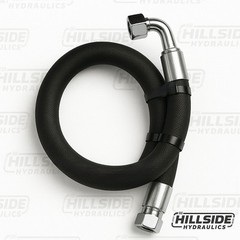 1/4” Hydraulic Hose Assembly with 3/8 FEMALE JIC 37° Ends, #6 JIC (90°/Straight)