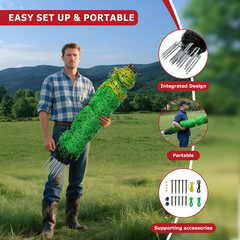 Electric Fence Netting, 164’L X 42.5″ H Electric Fence Kit for Livestock, Goat,