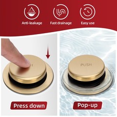 Brushed Gold Tip Toe Tub Drain Trim Kit with One Hole Overflow