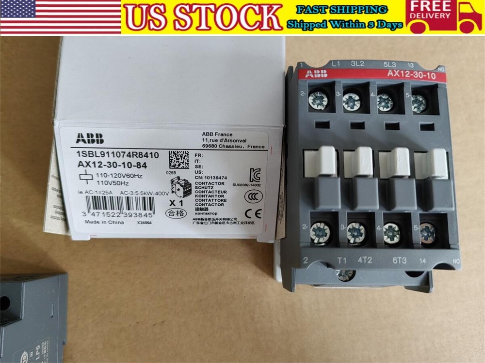 NEW ABB Contactor AX12-30-10-84 AC 110V 50/60Hz AX12-30-10 US Free TAX