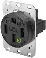 Hubbell HBL9450A Straight Blade Device Receptacle, RTP, Industrial Grade, 3-Pole