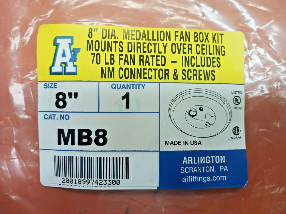 ARLINGTON MB8 8″ MEDALLION FAN BOX KIT