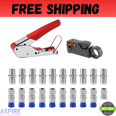 Coax Cable Crimper Coaxial Compression Tool Kit Wire Stripper with F RG6 RG59