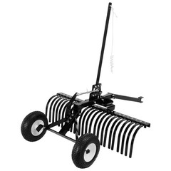 VEVOR 48in Tow Behind Landscape Rake 24 Tines Lawn Dethatcher Height Adjustable