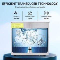 3.2L Digital Ultrasonic Cleaner with Heater，40kHz & 120W Cleaning System Timer