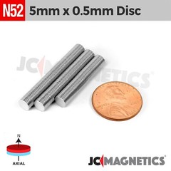 5mm x 0.5mm 3/16″x1/64″ N52 Strong Rare Earth Neodymium thin Magnet Disc 5×0.5mm