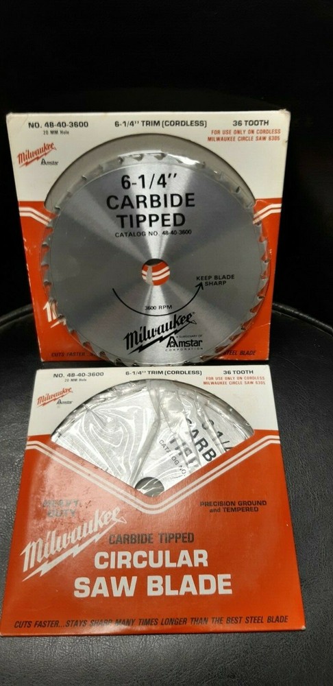 QTY. of 2 Milwaukee Tool 48-40-3600 36 Tooth 6¼” Carbide Tipped Saw Blade