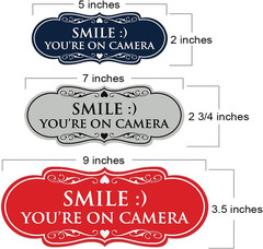 Designer Smile You’re on Camera Sign – Easy Installation | Durable Wall or Do…