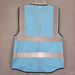 XIAKE Blue Reflective Safety Vest Full Zip Sleeveless V-Neck Breathable Men’s S