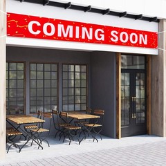 Large Coming Soon Sign Banner Outdoor Indoor 1.6 x 9.8 feet, multi-colored