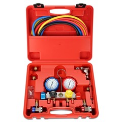 R134A R-22 R410A R404A Charging 4 Way 4 valves AC Manifold Gauge & 5FT Hose