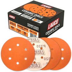 50 PCS 6 Inch 6 Hole Ceramic Sanding Discs P320 Grit, Hook and Loop Orbital