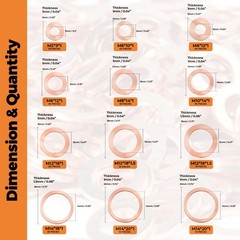 325 PCS Copper Metric Sealing Crush Washers Kit, 10 Sizes Oil Drain Gasket Set