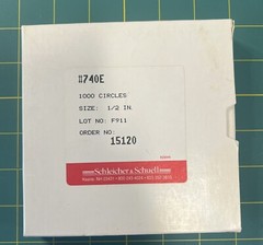 S&S/WHATMAN 740E Filter Paper Circles, 0.5in/12.7mm Diam #10328170 (S&S 15120)
