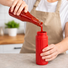 2 Piece Plastic Squeeze Mustard Ketchup Salad Dressing Condiment Set 10 Ounce