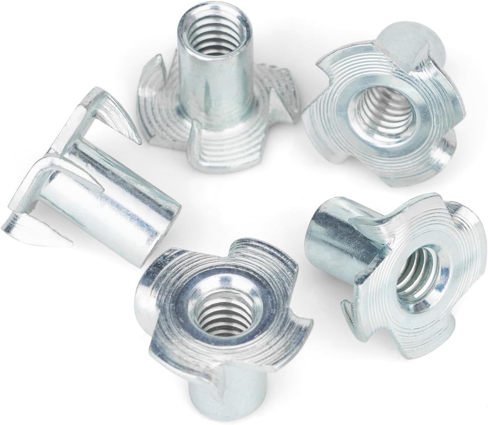 1/4″-20 T-Nuts (100 Pack), Zinc-Plated Steel Corrosion Resistant, 9/16″ Barre…