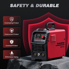 ARCCAPTAIN 135A MIG Welder 3 in 1 Flux Core MIG/Lift TIG/Stick Gasless LED 110V