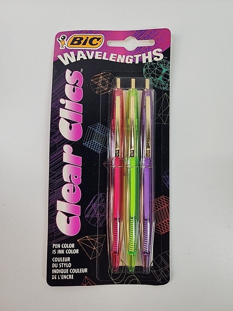 Vintage Bic Clear Clics Wavelengths Pens NOS 1990s Deadstock