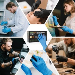 TREEGO Blue Nitrile Gloves 6 Mil, Medical & Exam-Grade Large, 100