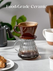 DOWAN Pour Over Coffee Dripper, Non Electric Normal, Brown
